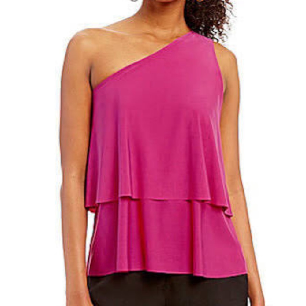 Halston fuchsia off the shoulder top